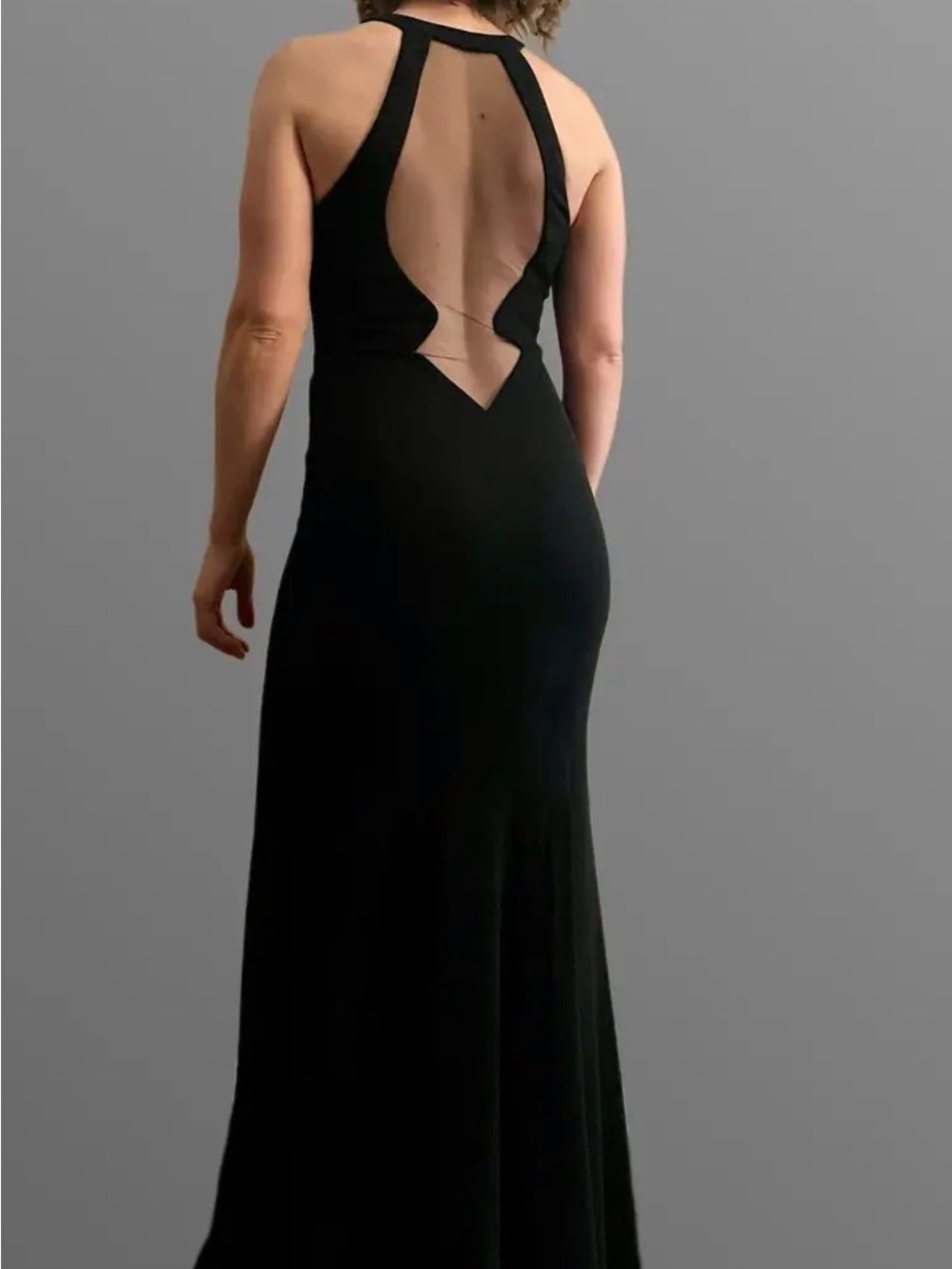 Theia Black Sleeveless V-Neck stunning back Mermaid Maxi Dress size 6 - Picture 4 of 12